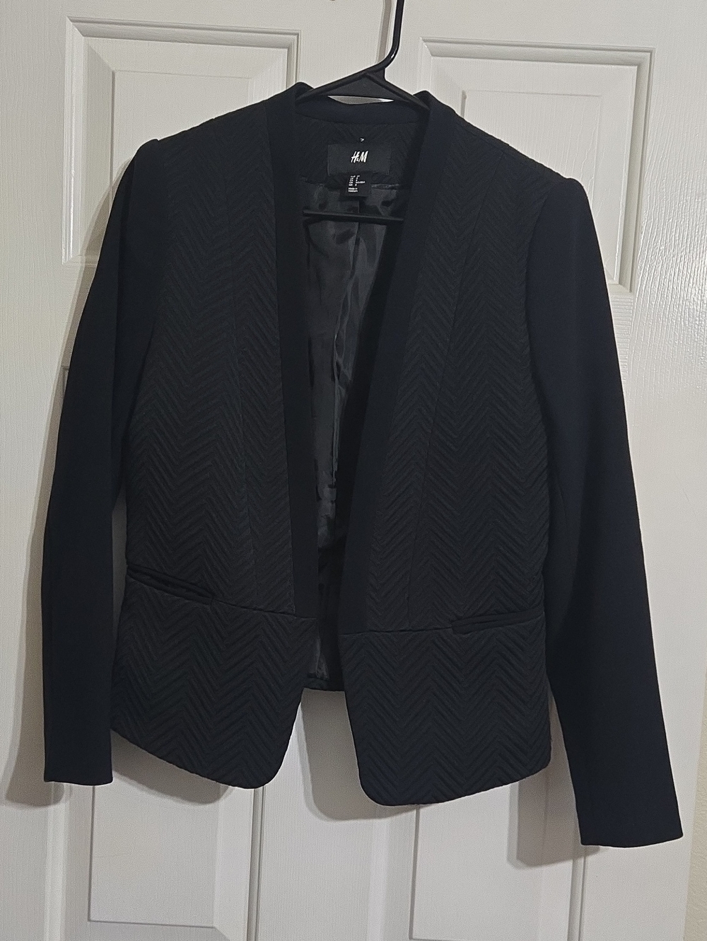 H&M Black Quilted Open-Front Blazer